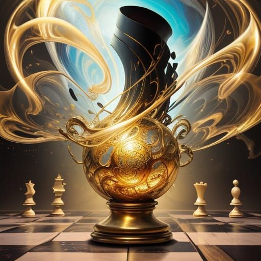 Surreal Chess Portal in Golden Light