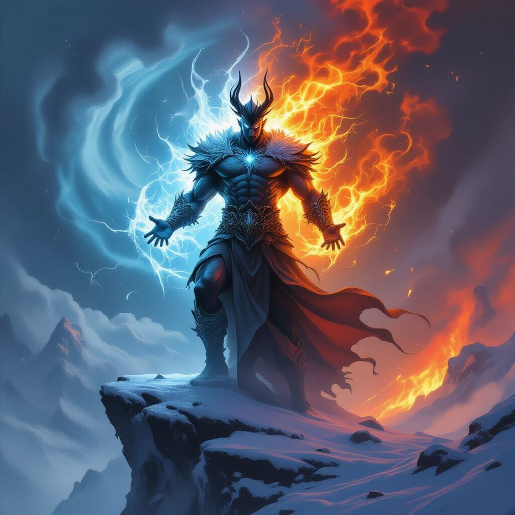 Dual God of Ice and Fire on Precipice