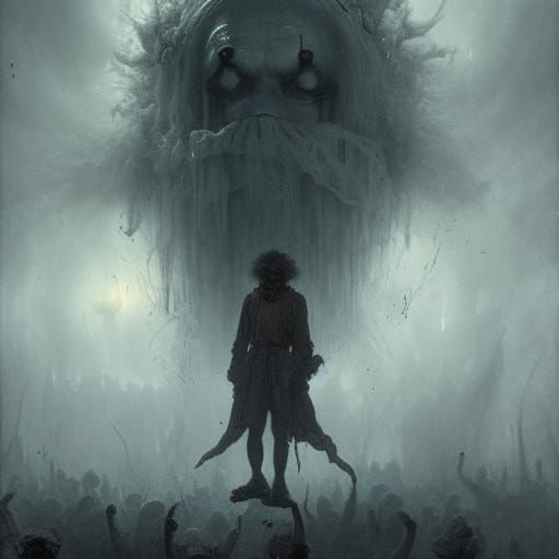 Terrifying Pennywise in Horror Art Style