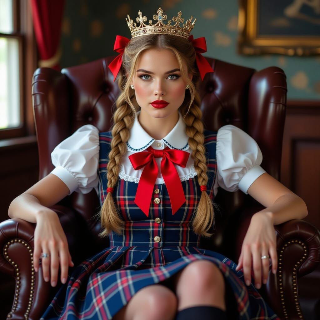 Queen Sophie in Vintage Uniform and Crown