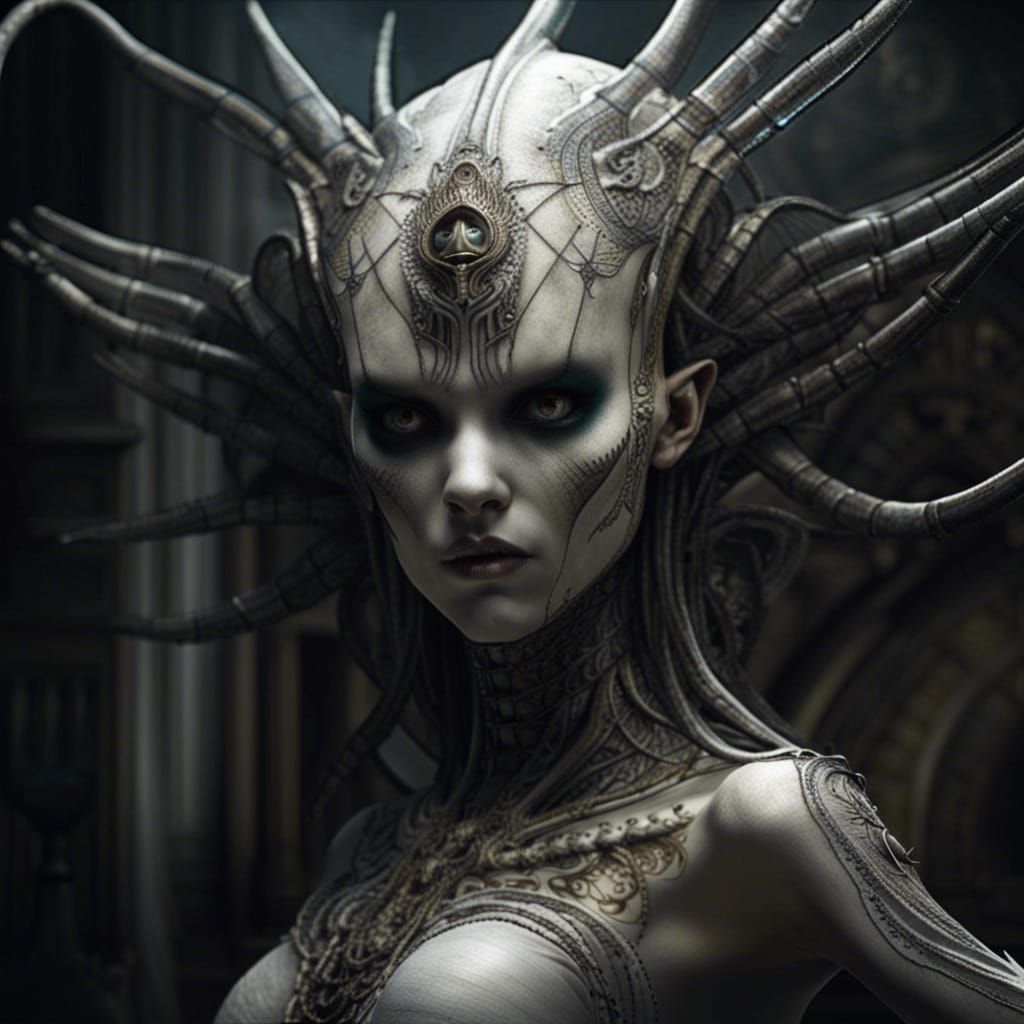 Demonic Ballerina Hybrid in Giger Style