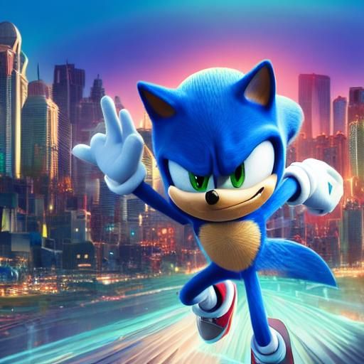 Sonic Reimagined: 3D Digital Art in Pixar Style