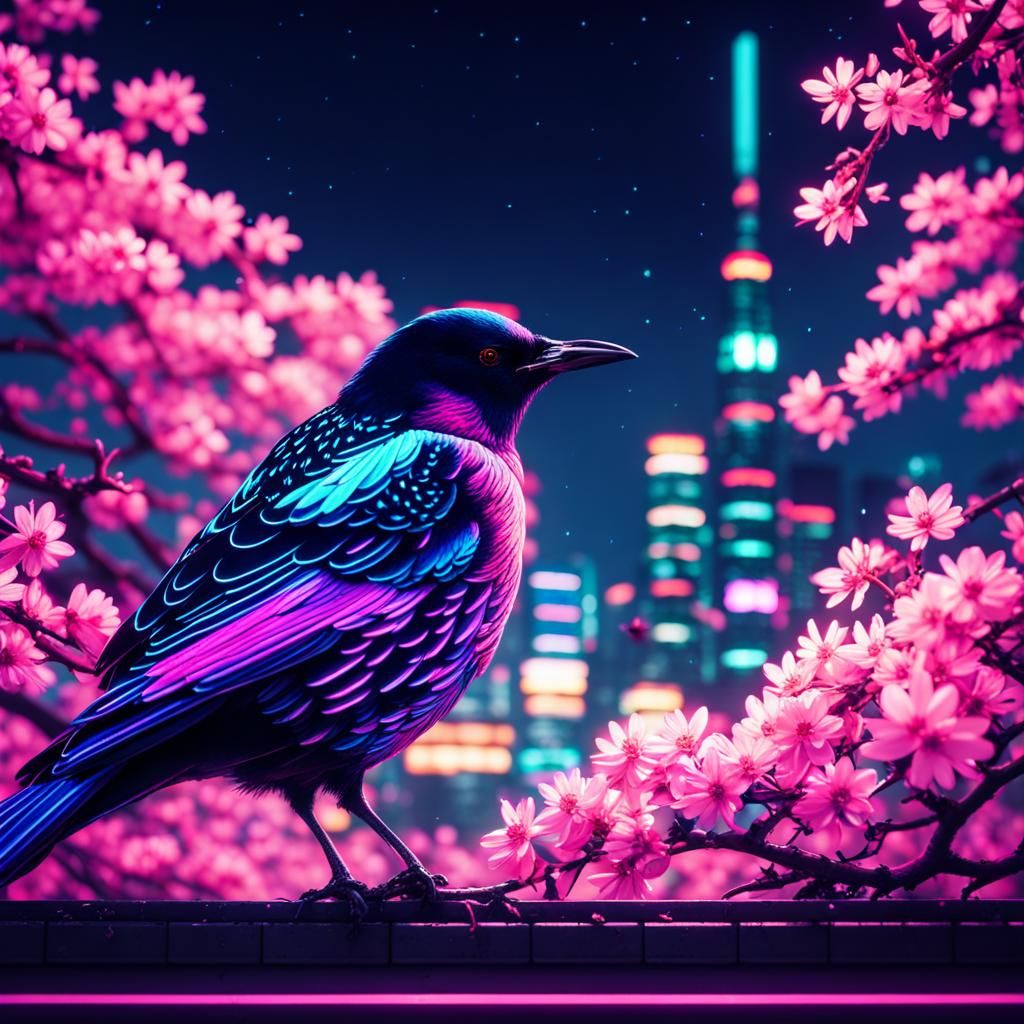 Neon Starling in Tokyo: Cyberpunk Night Photography
