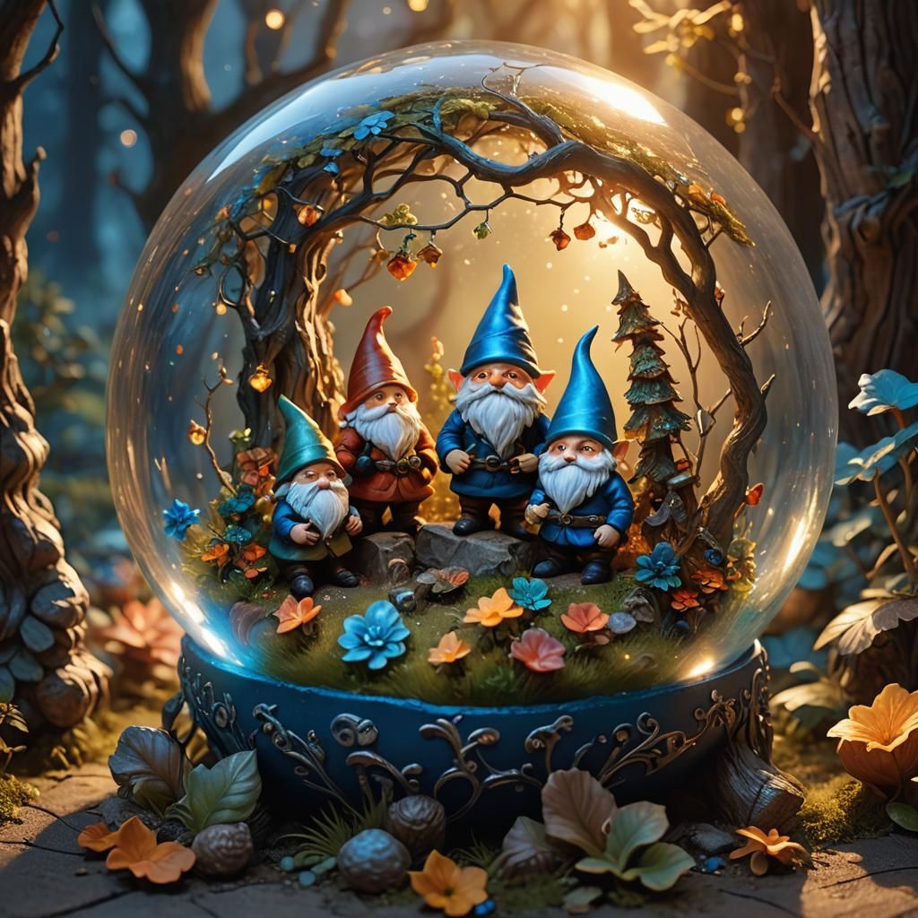 Gnomes Playing in Glowing Glass Ball: Matte Painting