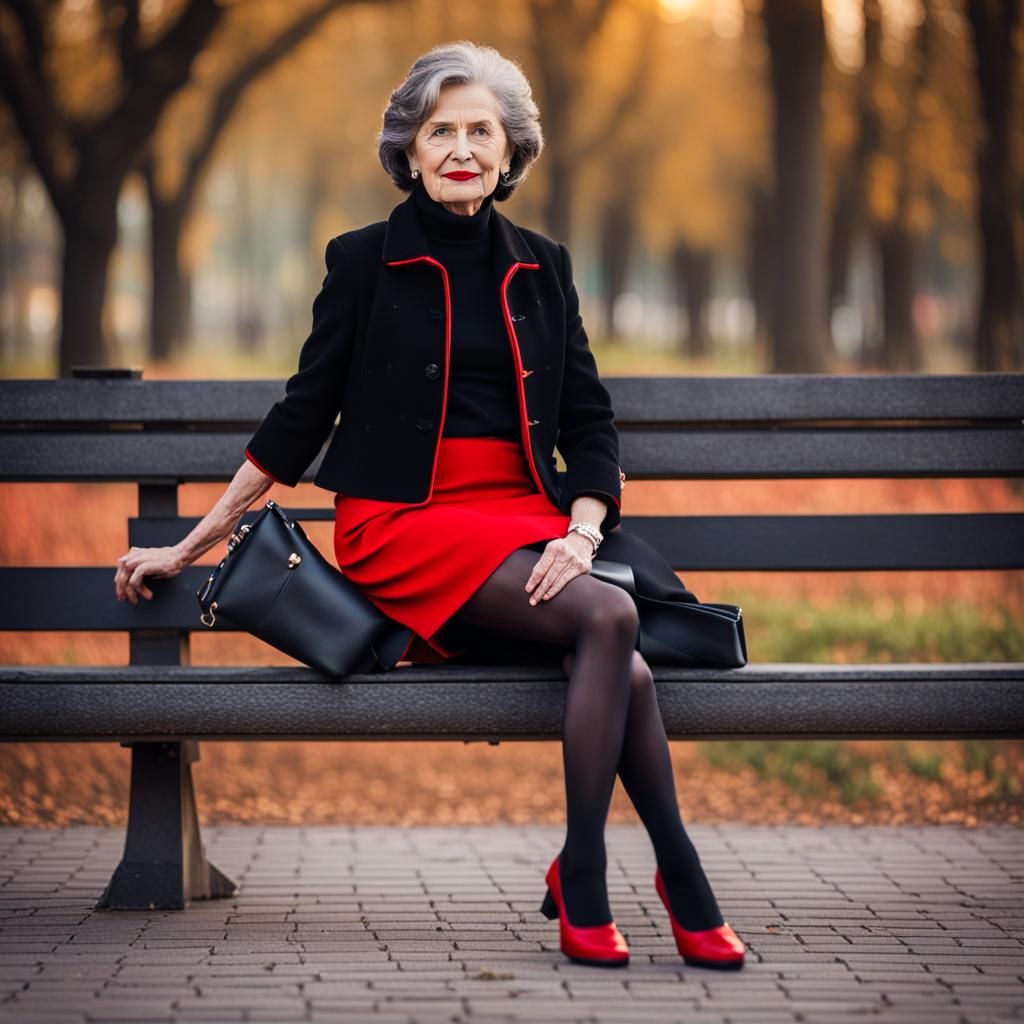 Elegant Woman in Red and Black: Professional Photography