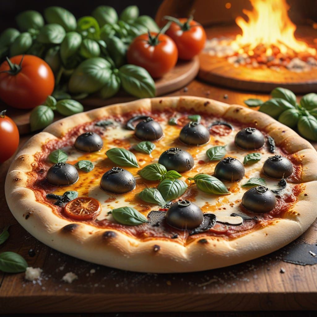 Hyperdetailed Charcoal Drawing of a Delicious Pizza