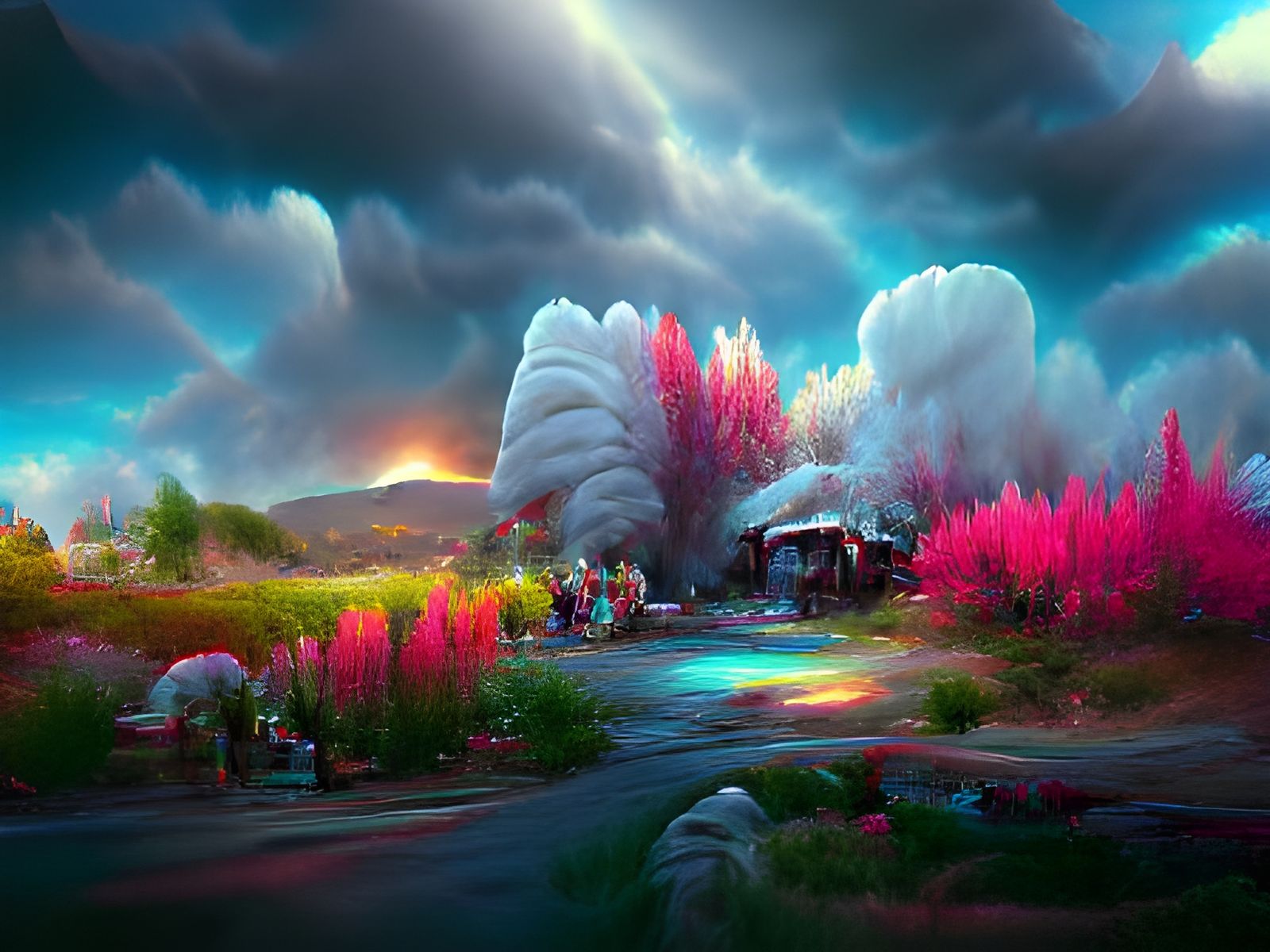 Alien Planet Floral Valley in Infrared Photo Style