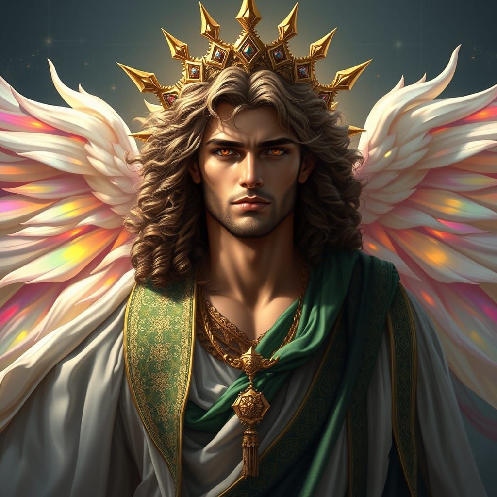 Stately Figure of Enlightenment in Vibrant Colors