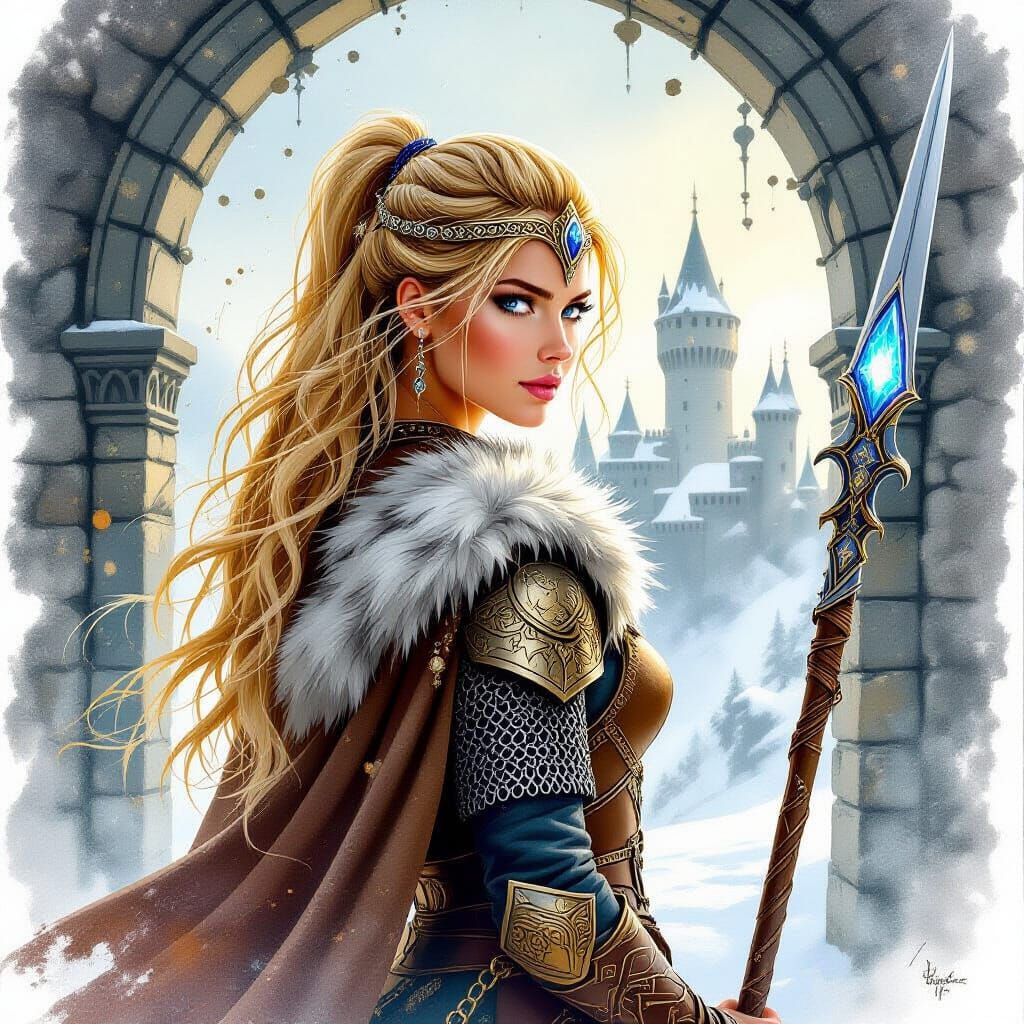 Norse Goddess Beckons from Snowy Portal