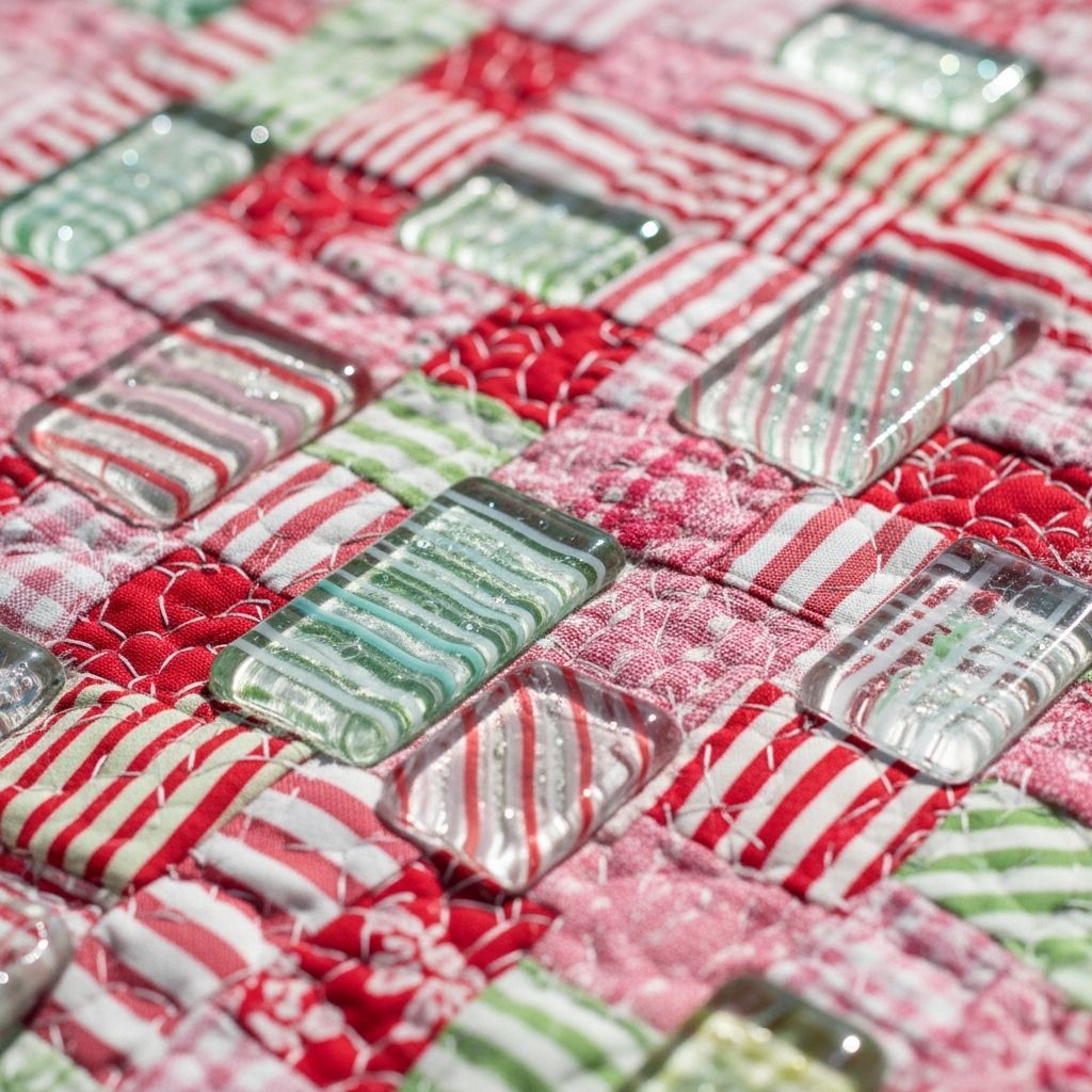 Vibrant Glass and Fabric Patchwork Quilt