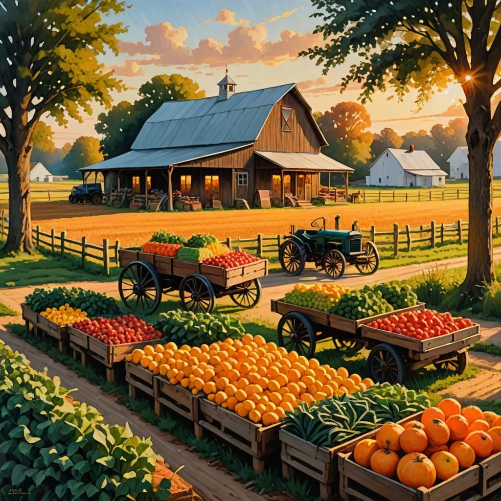 Indiana Amish Farmstand in Impressionist Style