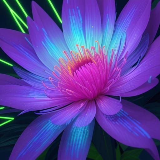 Ethereal Bloom in Neon Noire Cityscape