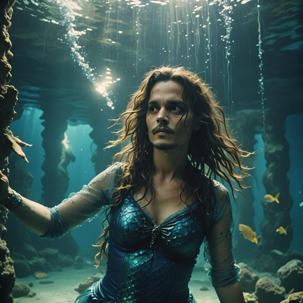 Johnny Depp as Mermaid in Underwater Cavern