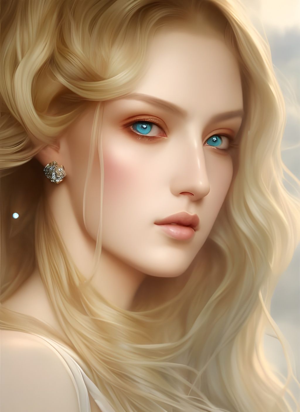 Hyperrealistic Princess Portrait in Art Nouveau Style