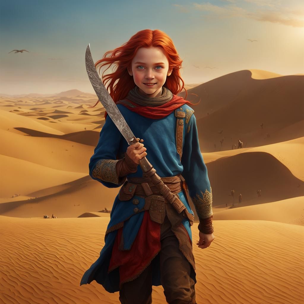 Alia Atreides with Knife in Desert, Digital Art