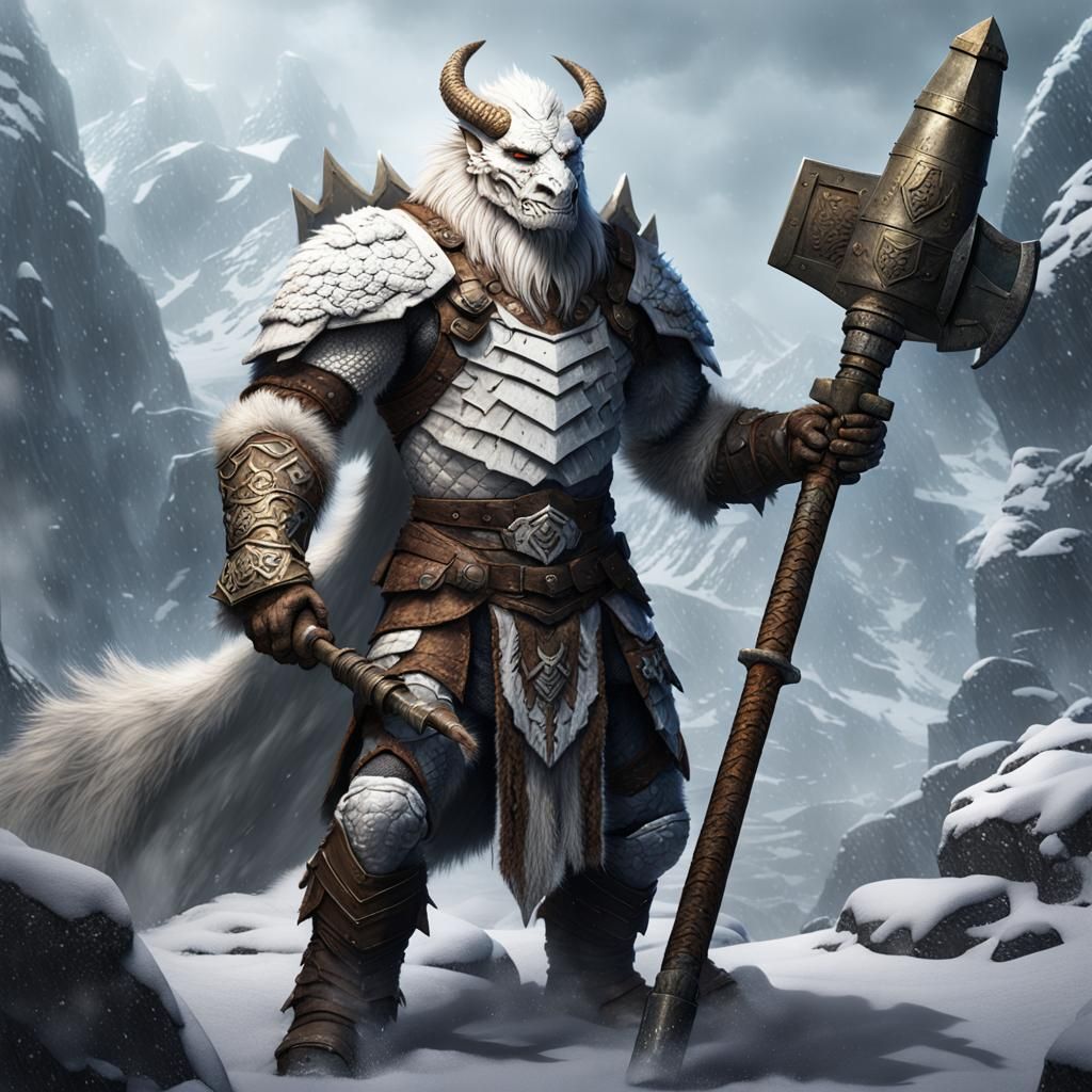 Dragonborn Barbarian with Hammer in Fantasy Concept Art