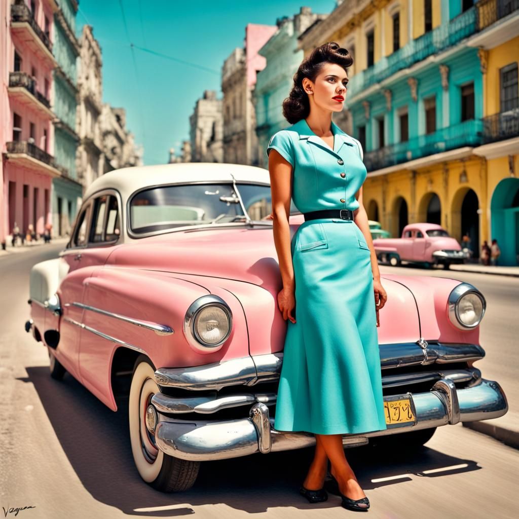 Beautiful Cuban Woman in 1950s Havana Photo