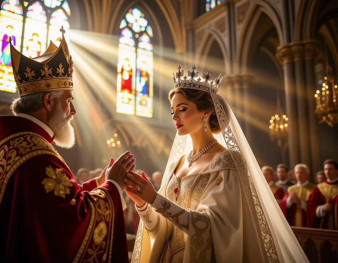 Majestic Queen Crowned in Grand Cathedral
