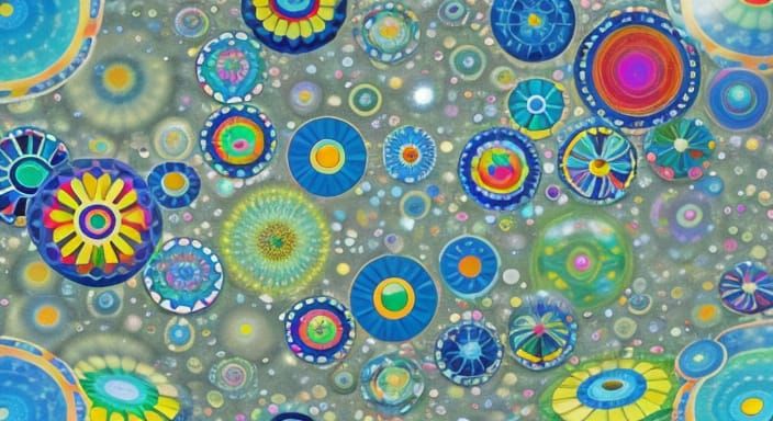 Kaleidoscopic Garden with Pinwheels in Graphic Style