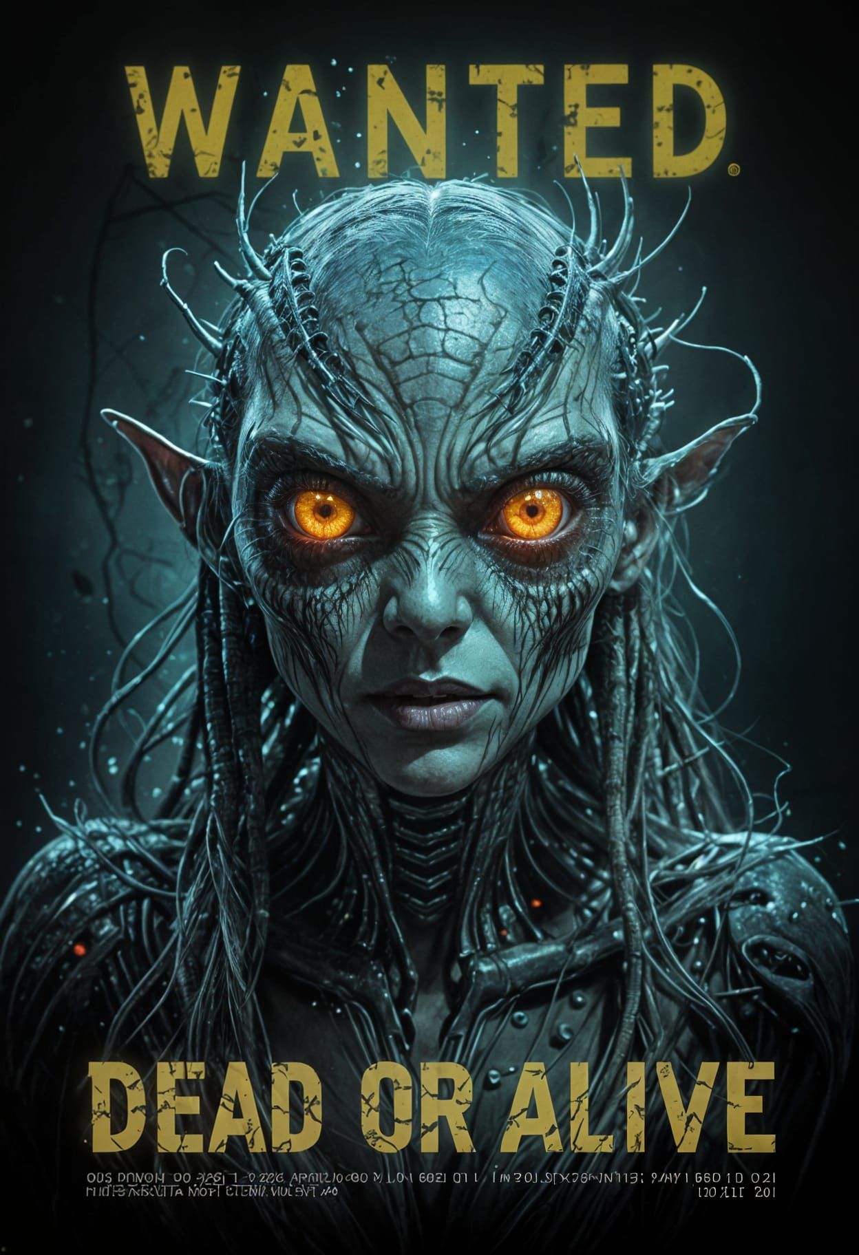 Cyberpunk Alien "Wanted" Poster Art