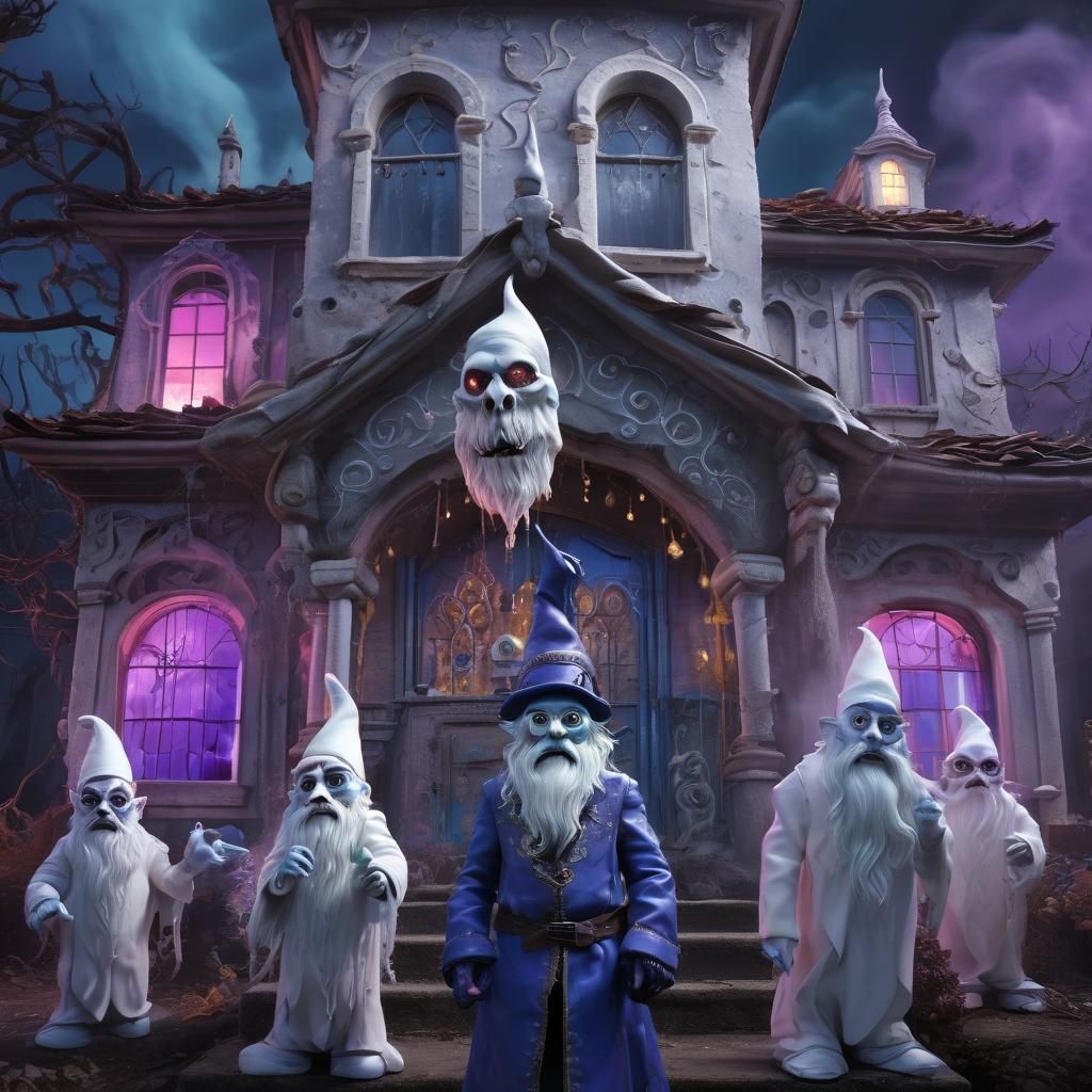 DMT Gnome Ghosts in Surreal Haunted House