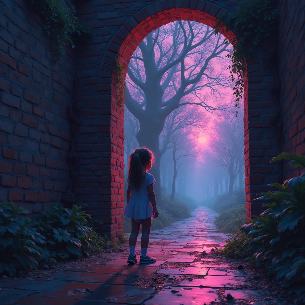 Girl Discovers Mythical Forest Portal on City Street