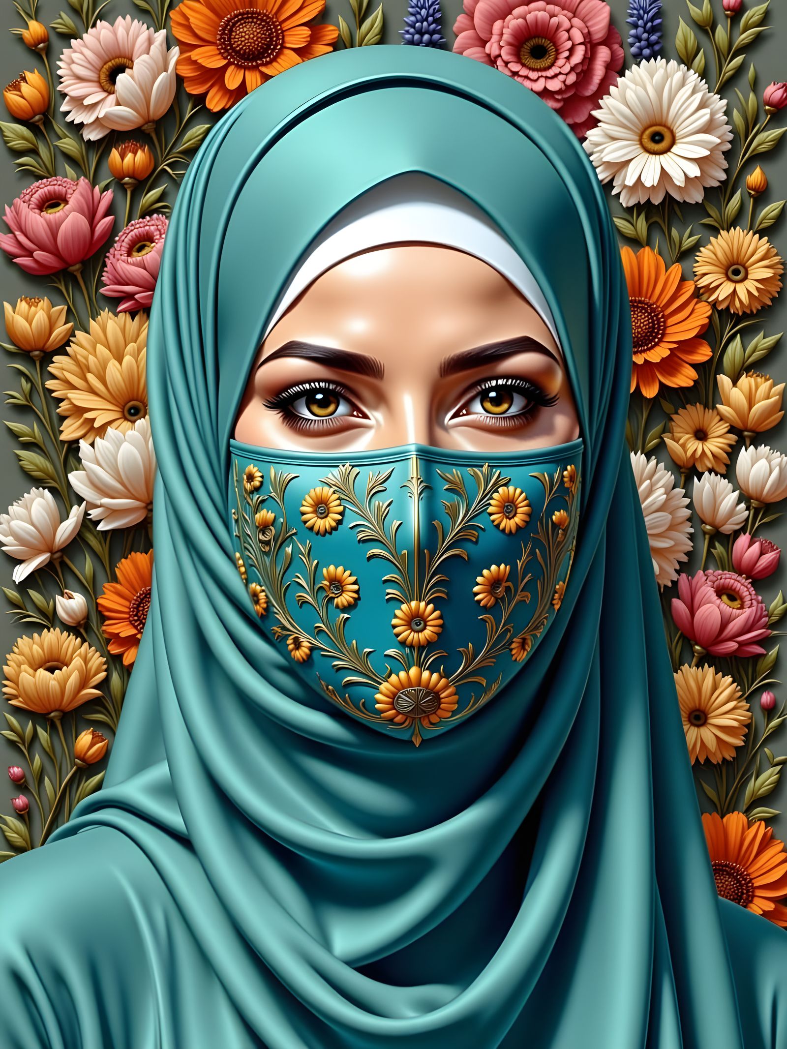 Ethereal Hijabi Beauty in Muted Turquoise
