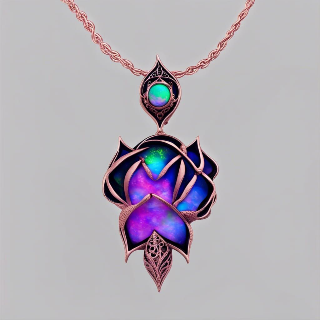 Ethereal gothic rose gold necklace with purple opal pendant ...