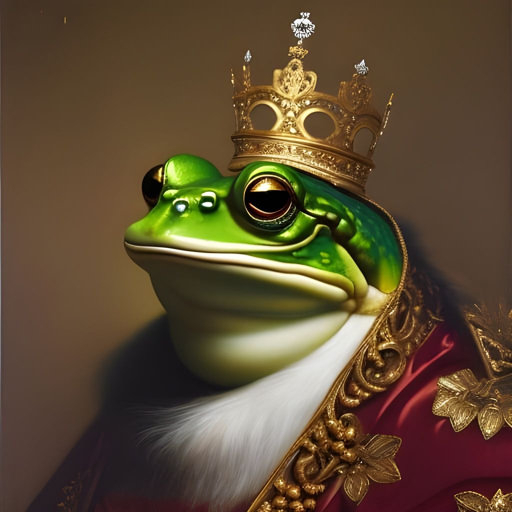 Renaissance Portrait of a Frog King in Golden Armor