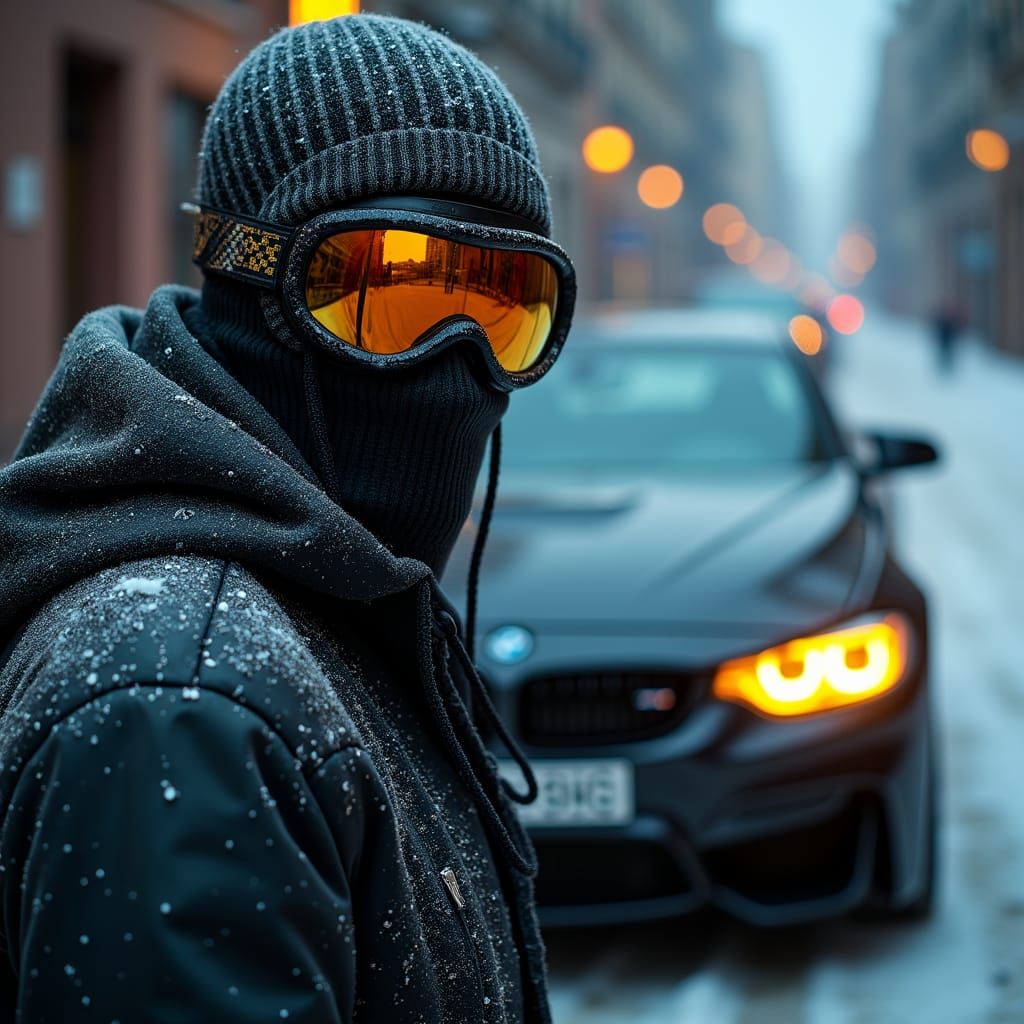 Iced Out Balaclava: Hyperrealistic Portrait in Moody Style