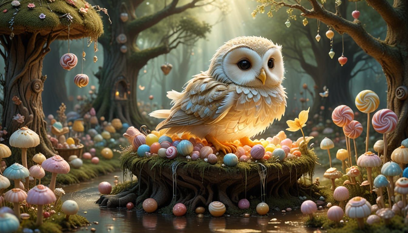 Whimsical Owl and Duckling Farmstand in Candy Land