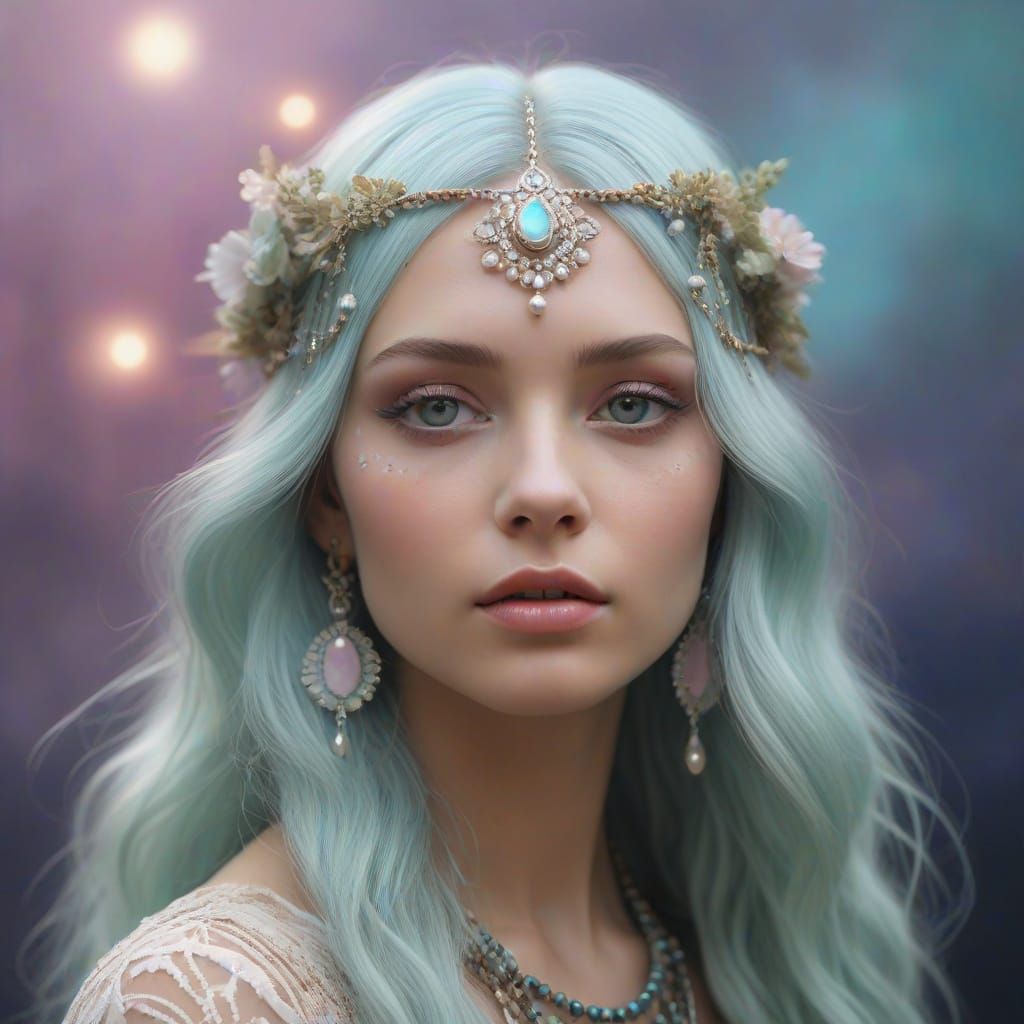 Ethereal New Age Portrait in Muted Tones