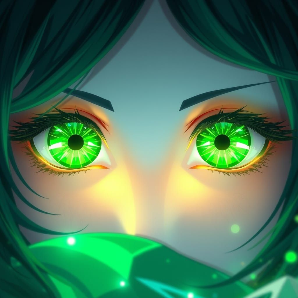 Ethereal Green Eyes Shine with Mystique