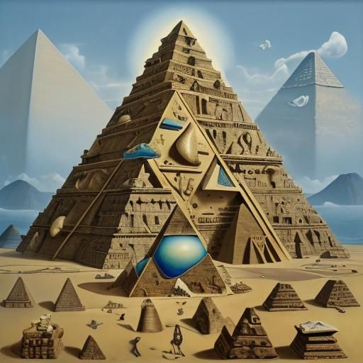 Giant Beetles Build Pyramids in Surrealist Style