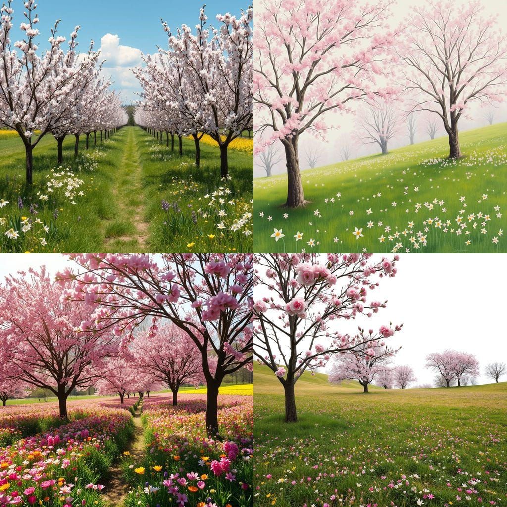 Vibrant Spring Landscape in Realistic Style
