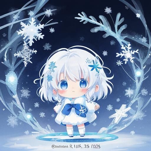 Macro Snowflake in Anime Key Visual Style