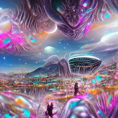 Holographic Alien City, Cosmic Illustration
