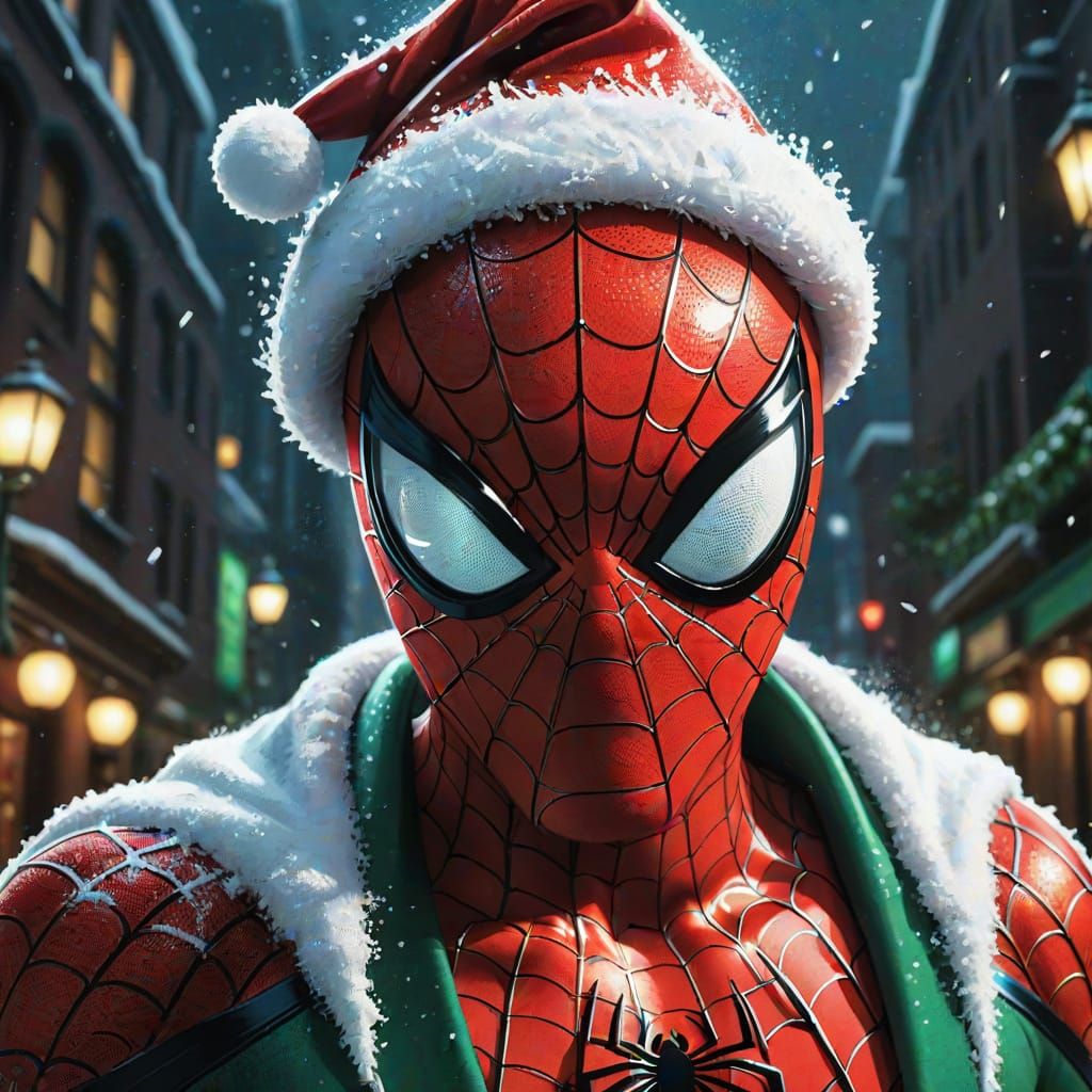Spider-Man in Festive Comic Art Style
