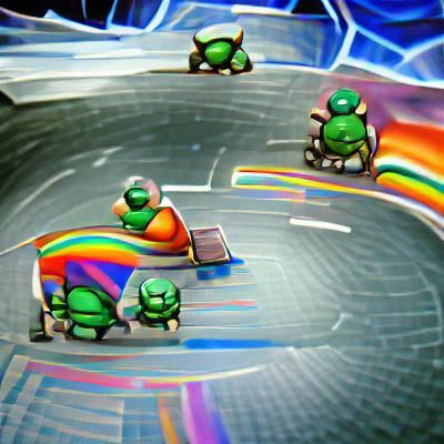 Angry Turtle Races on Rainbow Road