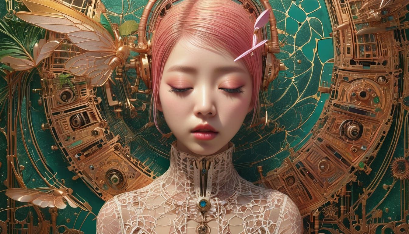 3D above view beautiful solarpunk aetherpunk idyllic utopian...