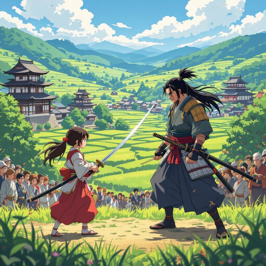 Samurai Warrior Faces Child Prodigy Swordfighter on Japanese...