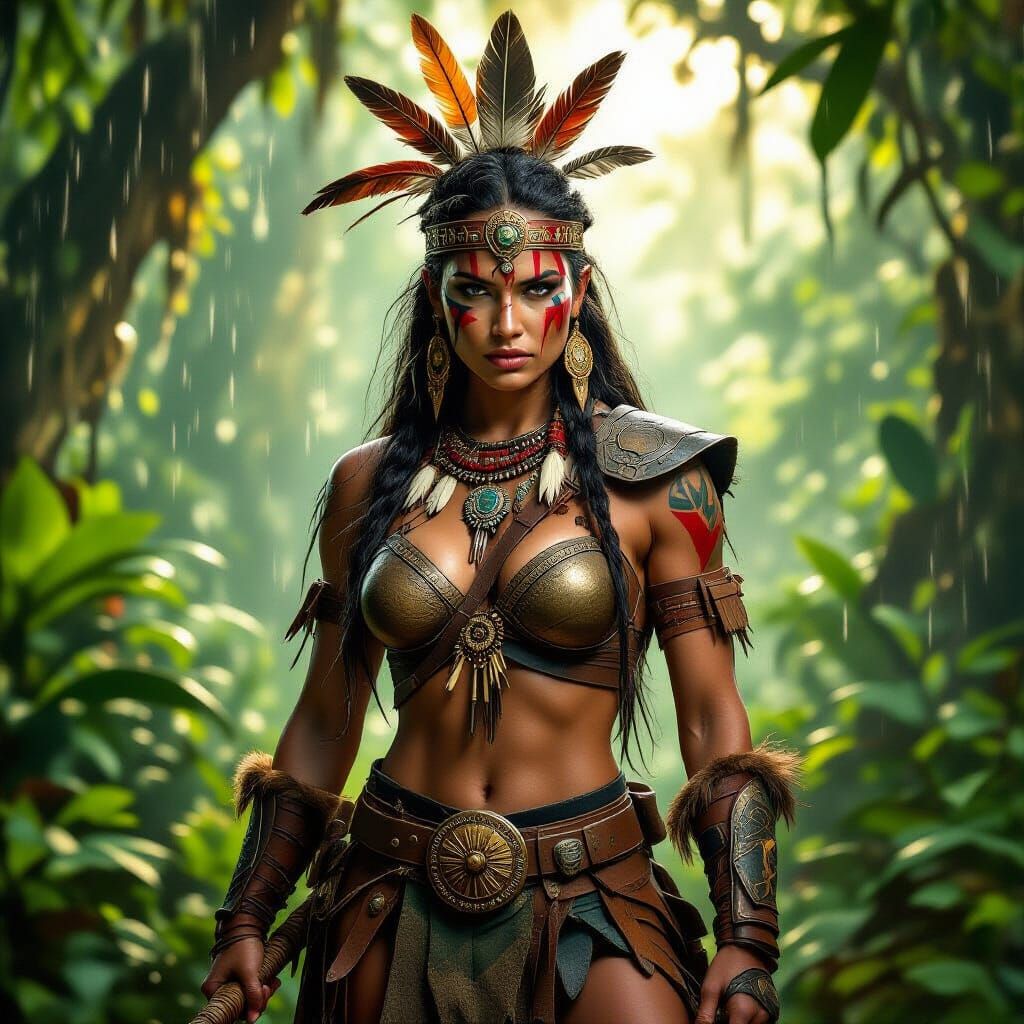 Amazon Warrior in Rainforest: Cinematic Fantasy Art