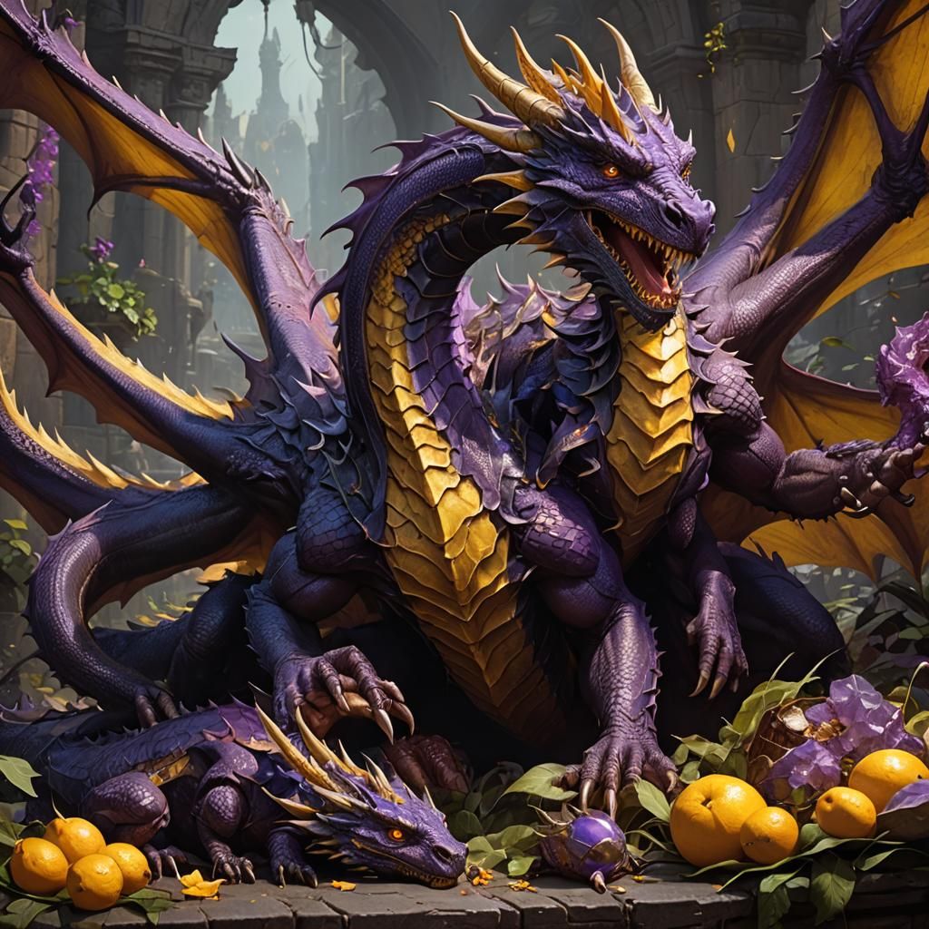 Dragon Feeding Baby Dragon: Dark Fantasy Art