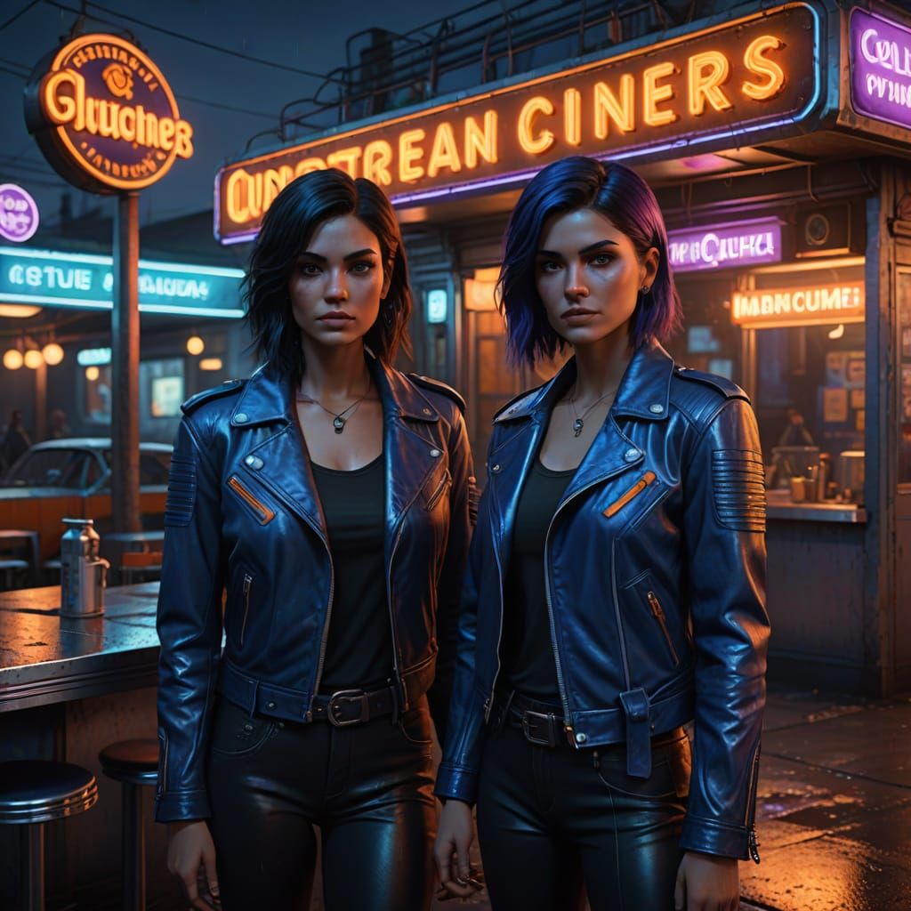 Midnight Diner Goddesses in Neon Dreams