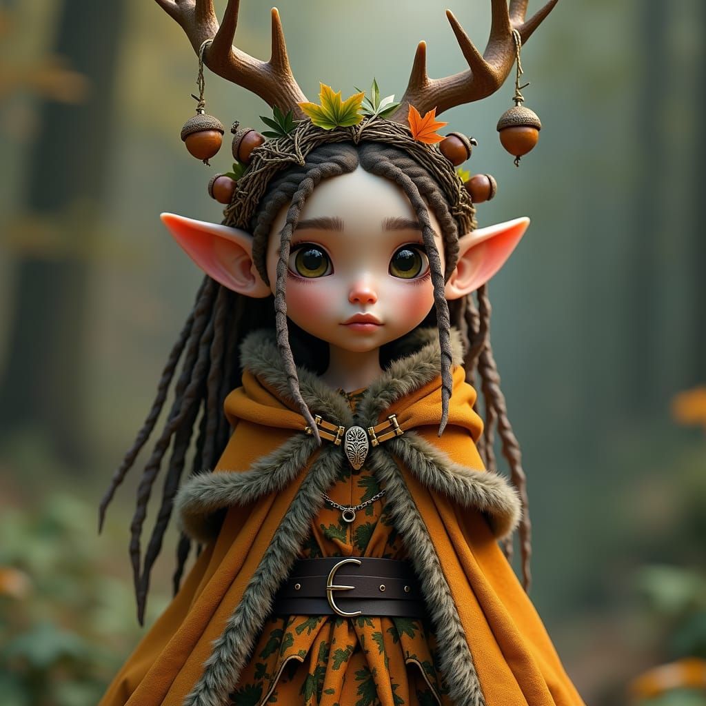 Earthen Elf Queen in 3D Anime Style