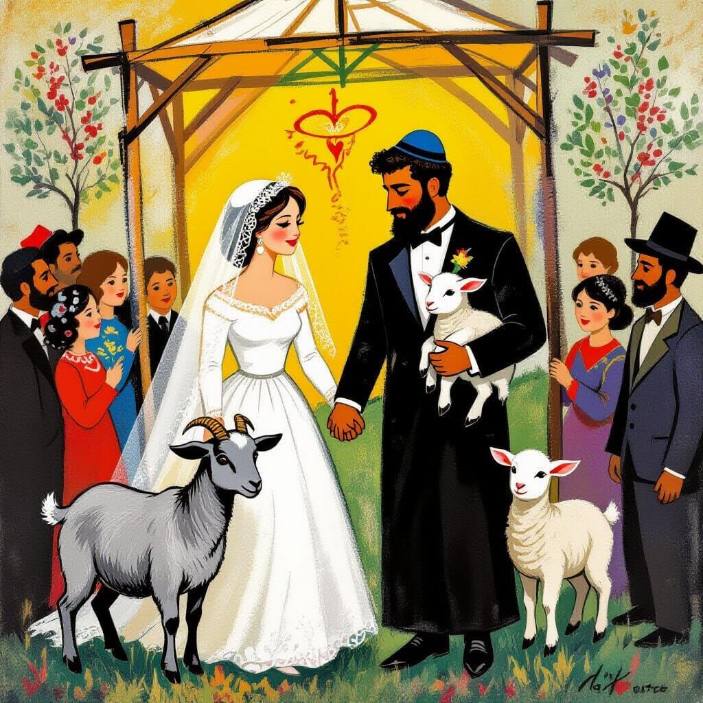 Village Wedding Scene Inspired by Marc Chagall