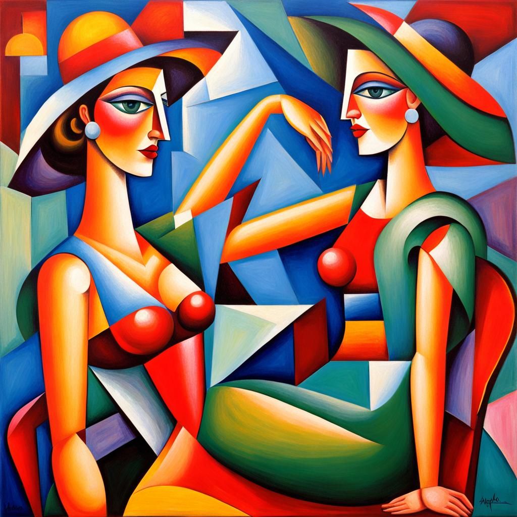 Abstract Cubist Women in Geometric Style