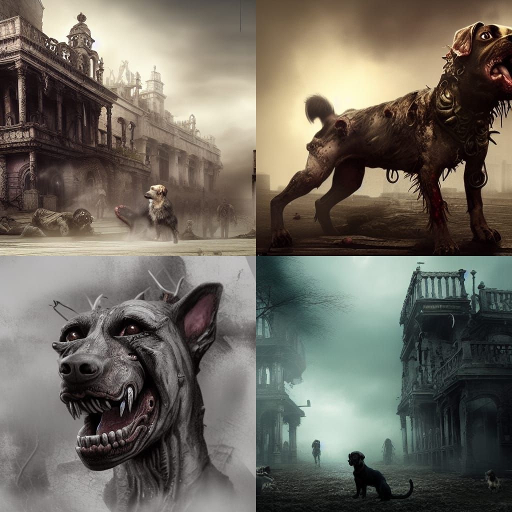 Dramatic Zombie Dog Digital Matte Painting