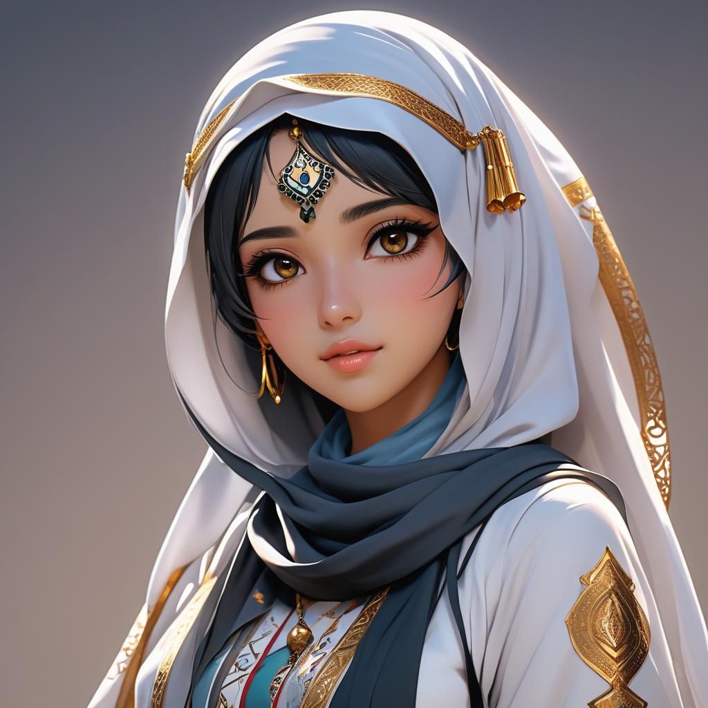 Cute Anime Girl in Detailed 3D Style