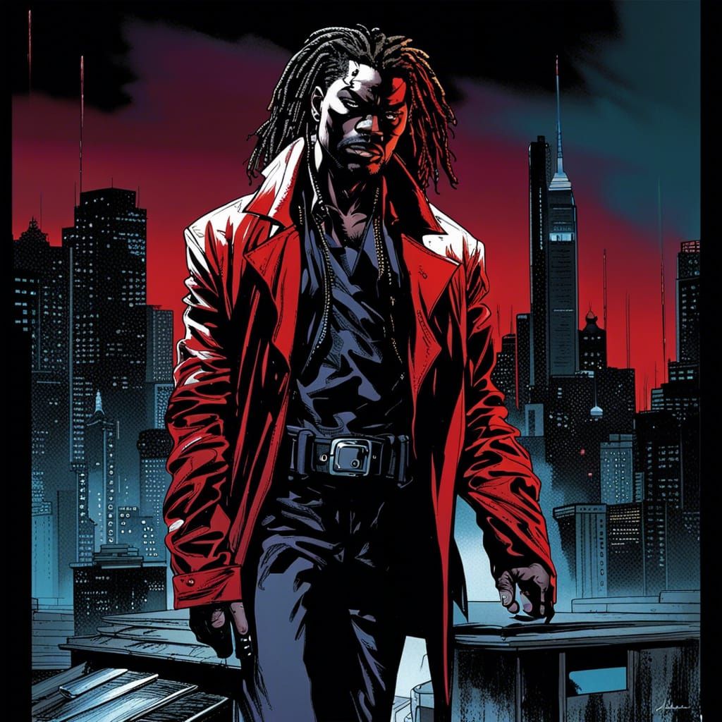 Cyberpunk Detective in Noir Comic Art Style